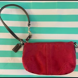 Coach mini-purse wristlet in red